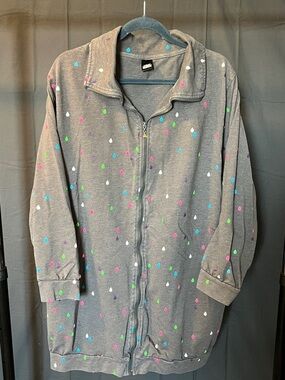 Cheap Monday Zip-Up Sweatshirt with Multicolor Raindrop Print, Size M